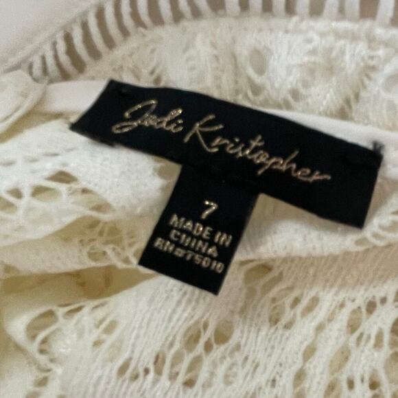 Jodi Kristopher Size 7 Cream Lace Skater Style Dress Bridal Lace Sleeves - Picture 6 of 6